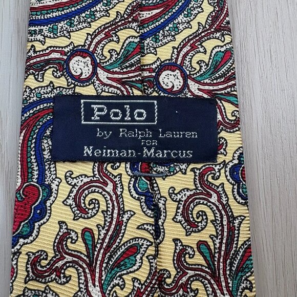 Polo By Ralph Lauren Mens Multicolor Paisley Print Designer Board Tie 58x35 In - Picture 10 of 13